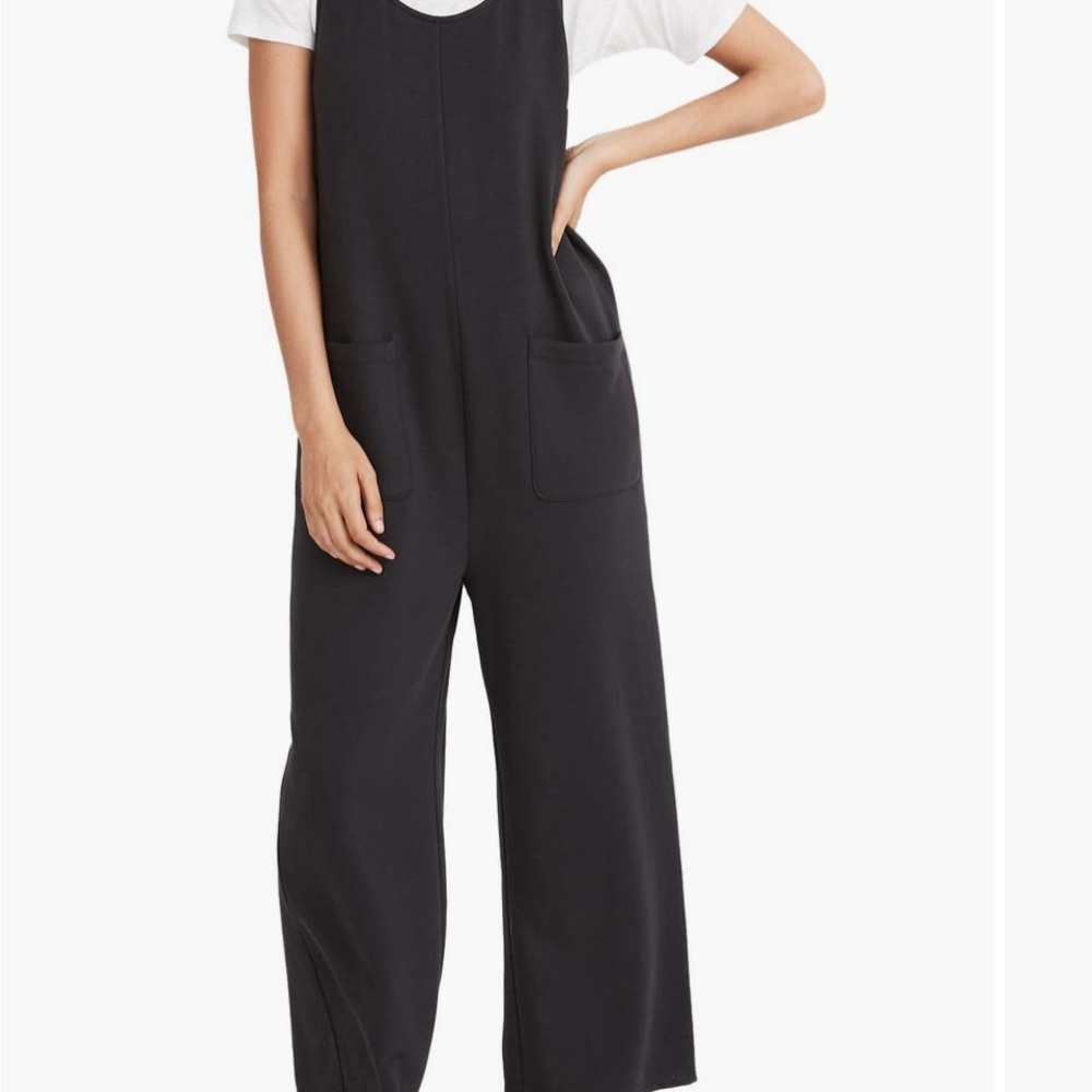 Madewell MWL Gray/Black Women's Superbrushed Pull-on Jumpsuit